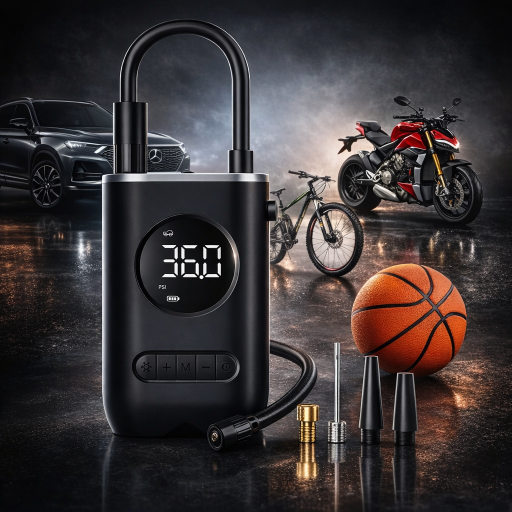 Mini compresor de aire digital portátil y recargable