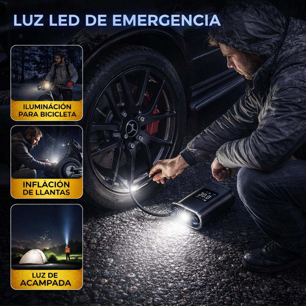 Mini compresor de aire digital portátil y recargable